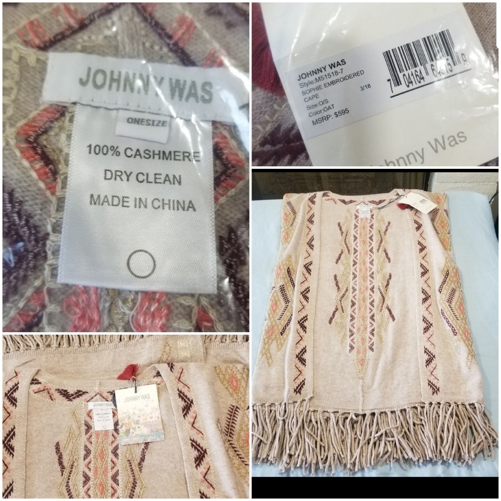 SOLD ON E$ B A Y **Johnny Was β Cashmere Poncho - Picture 6 of 8